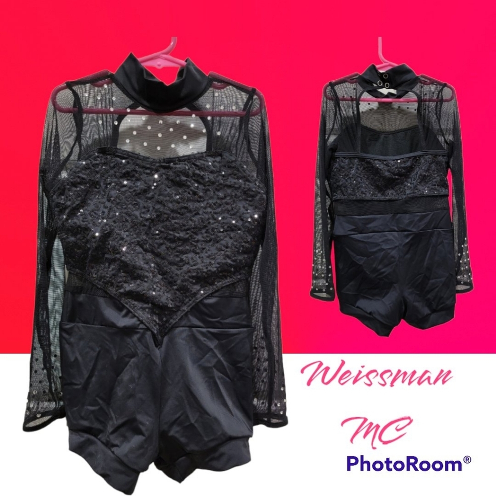 Weissman Black Sequin Mesh Dance Outfit
